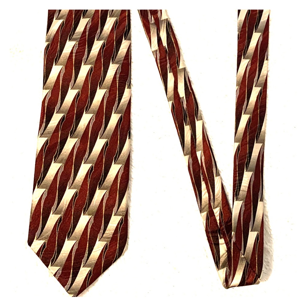 Covington Men’s Tie Burgundy & Silver Geometric